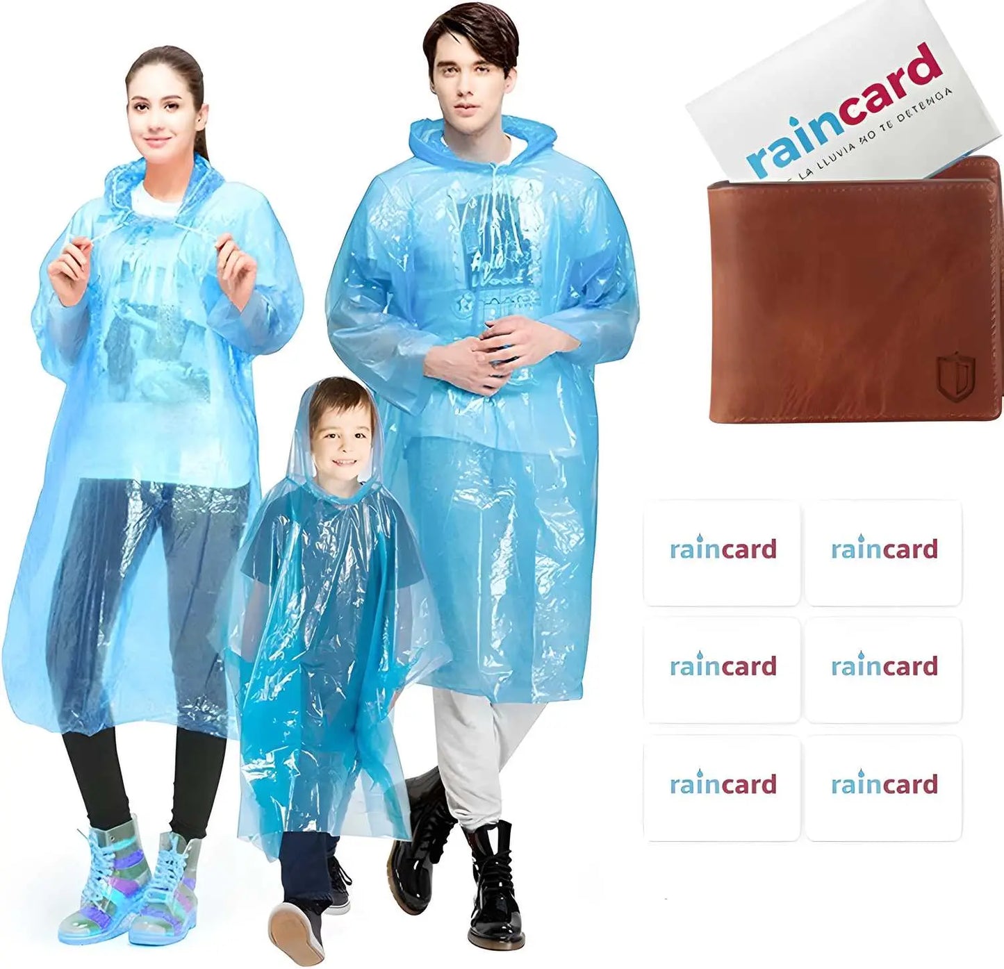 FULLY Reusable Wallet Rain Card Rain Coat for Adults (Set of 5) Multicolour 927b2d-76